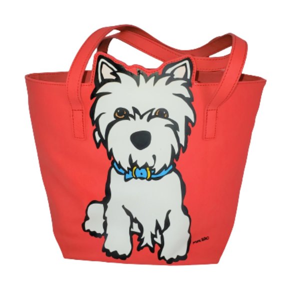 Marc Tetro Westie Dog Red Tote Bag Womens Extra Large Handbag Weekender Purse - Picture 1 of 12